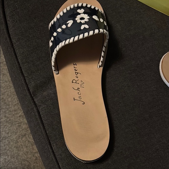 Jack Rogers Blue and White Sandals Elegant Slide Design - Picture 2 of 7